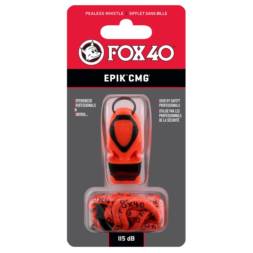 Fox 40, Epik CMG, visselpipa med orange säkerhetslina med brytfunktion - ox 40 Epik visselpipa med CMG® grepp