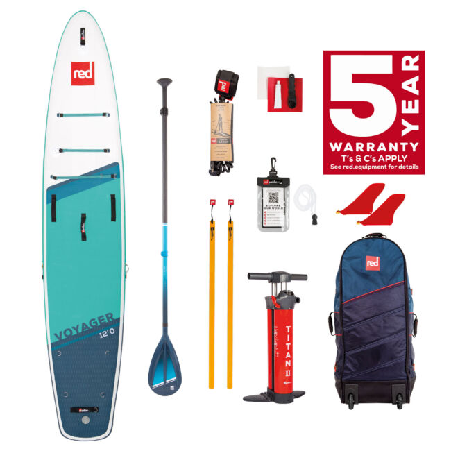 Red Paddle Co, 12´0 Voyager MSL, SUP-bräda - sup bräda Voyager 120 Hybrid Tough Blue Package 2022