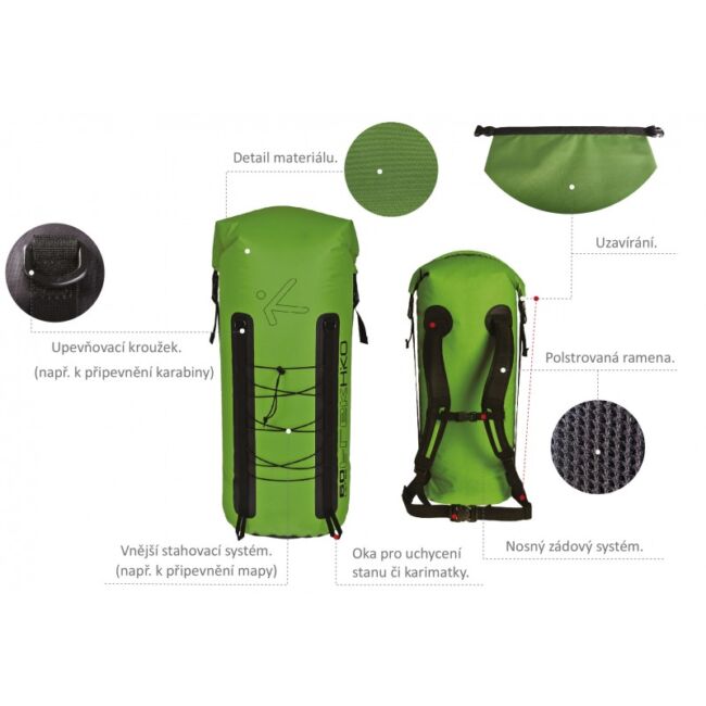 Hiko, Trek Backpack, vattentät ryggsäck 60L - Hiko trek backpack 40l detail