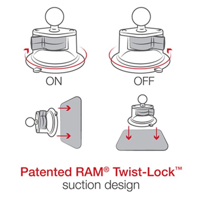 RAM Mounts, Twist-Lock sugkopphållare till SPOT Gen4 - RAM B 166 SPO6U sugpropphallare till SPOT Gen4 Kajaktiv5