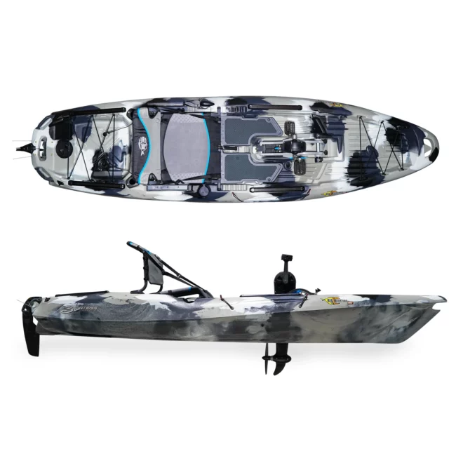 3 Waters Big Fish 105 PDL är en stabil och kraftfull tramp-fiskekajak med det nya Profish Pedal Drive System för effektiv och tyst framdrivning.